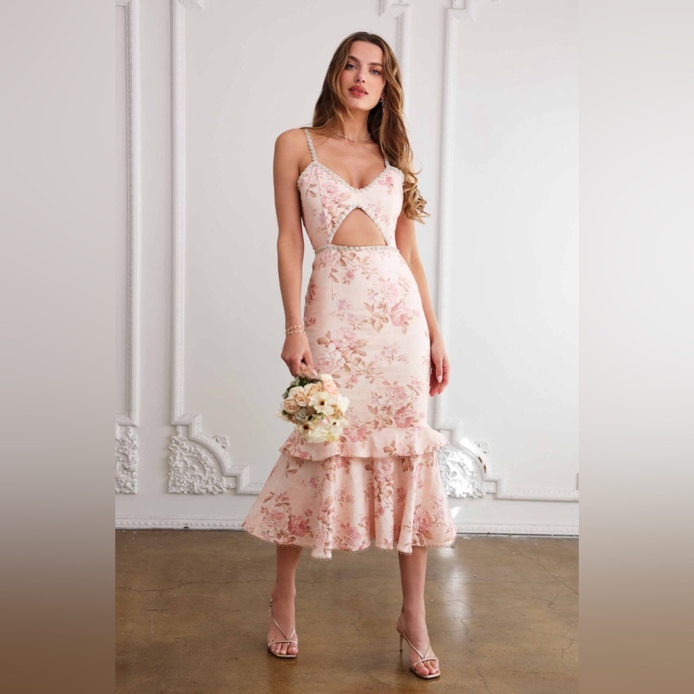 New V. Chapman Luna dress in Peach Tapestry